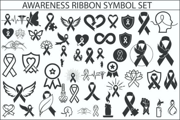 Awareness Ribbon Symbol Set: Graphics for Editorial Impact