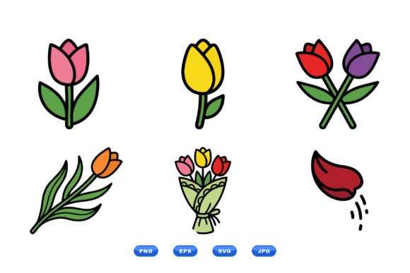 Colorful Tulip SVG Clipart Pack: Graphics for Local Business Branding