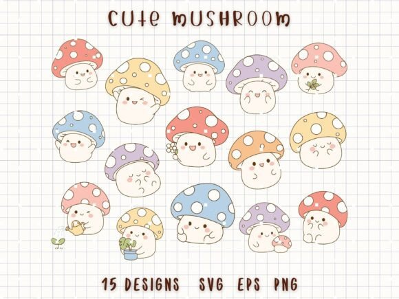 Cottagecore Mushroom Clipart Woodland Graphics