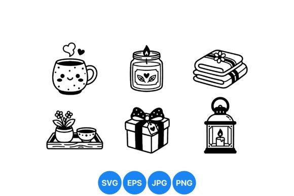 Cozy Hygge Black Line Icons: Graphics for Real Local Business Branding