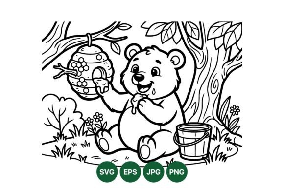 Cute Bear Honey Vector Art for Graphics and Illustrations