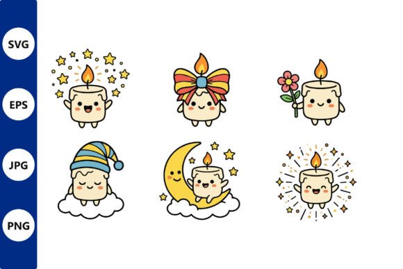 Cute Candle Vector Illustrations Set: Graphics & Illustrations