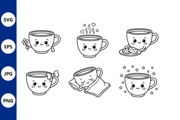 Cute Cup Line Art Graphics for Crafters