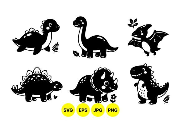 Cute Dinosaur SVG Clipart Set: Graphics for Playful Design