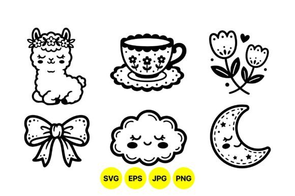 Cute Kawaii Doodle Clipart Set: Graphics for Creative Branding