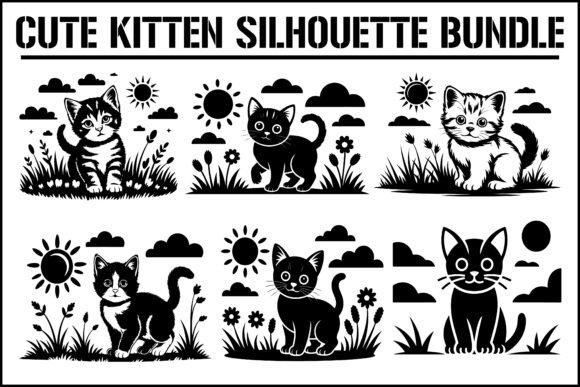 Cute Kitten Silhouette Bundle – Graphics & Illustrations