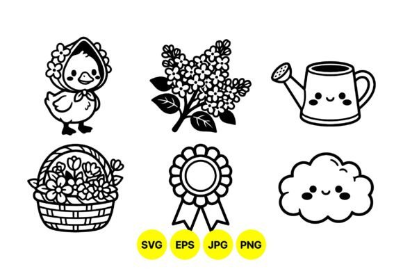 Cute Spring Garden Silhouette SVG