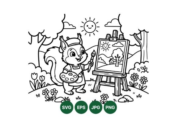 Cute Squirrel Painting Clipart: Graphics for Creative Publishing