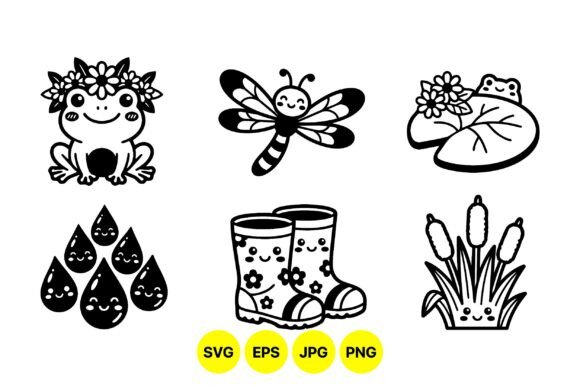 Cute Woodland Pond Clipart Set: Graphics for Whimsical Design