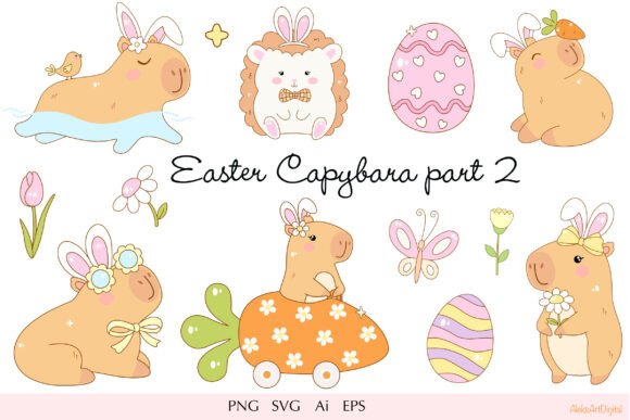Easter Capybara Clipart Part 2