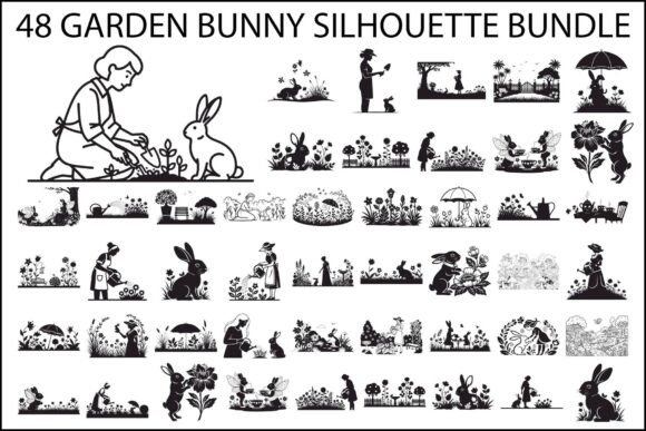 Garden Bunny Silhouette Bundle
