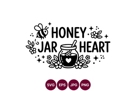 Honey Jar Heart Bee Vector Art: Graphics & Illustrations