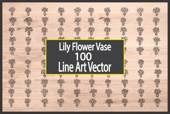 Lily Flower Vase Line Art Graphics