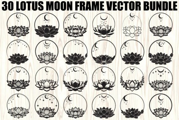 Lotus Moon Frame SVG Bundle: Graphics with a Mystical Edge