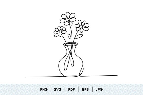 Minimalist Flower Vase Line Art SVG: Graphics and Illustrations