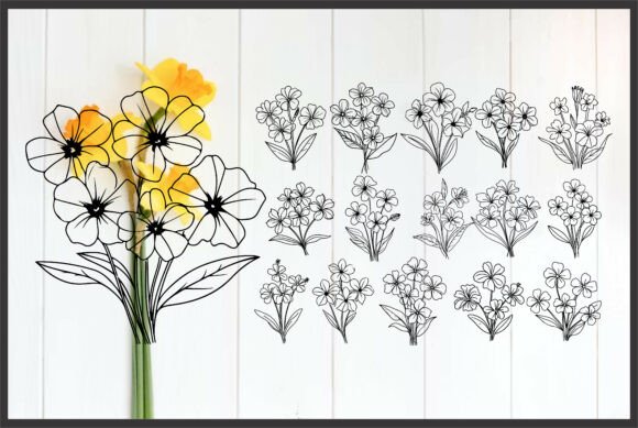 Plumeria Frangipani Flower Bouquet Line