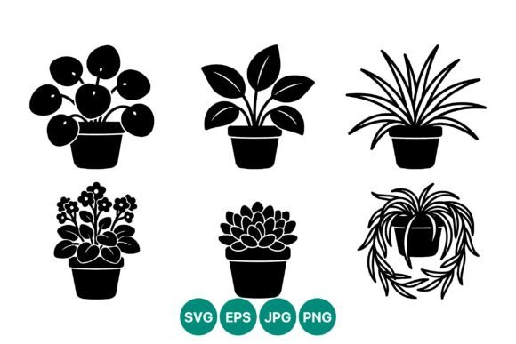Potted Plant Silhouettes Vector: Graphics for Modern Branding