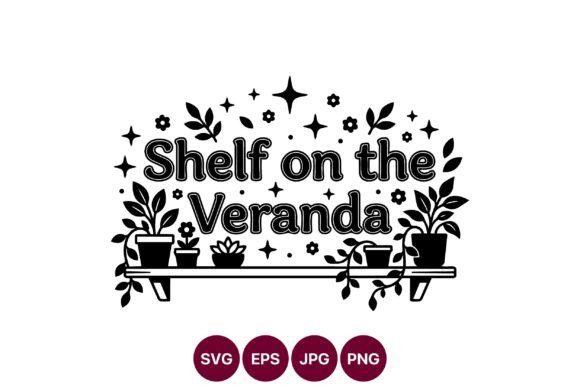 Shelf on Veranda Plant Shelf Vector Graphics