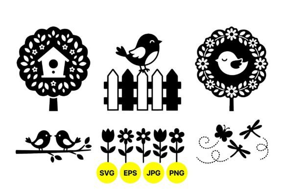 Spring Bird Garden Clipart Pack: Graphics for Local Branding