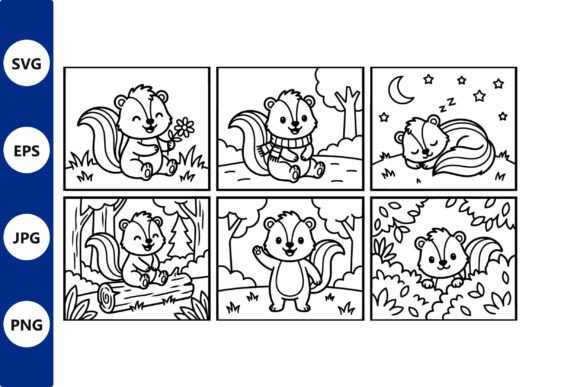 Squirrel Woodland Line Art Graphics