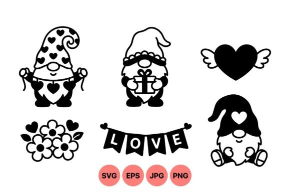 Valentine Gnome SVG Clipart Set: Graphics for Festive Branding