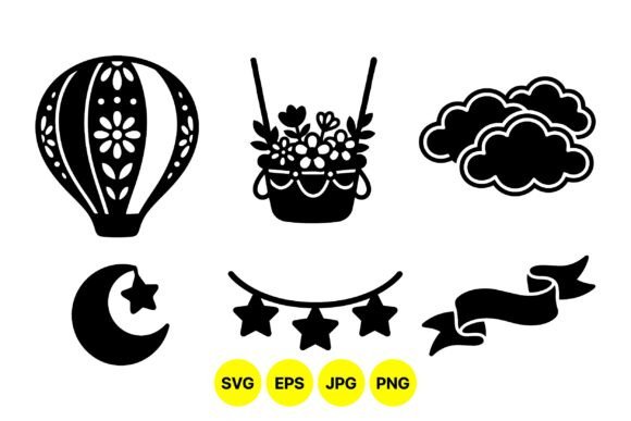 Whimsical Night Sky Clipart: Graphics for Creative Branding